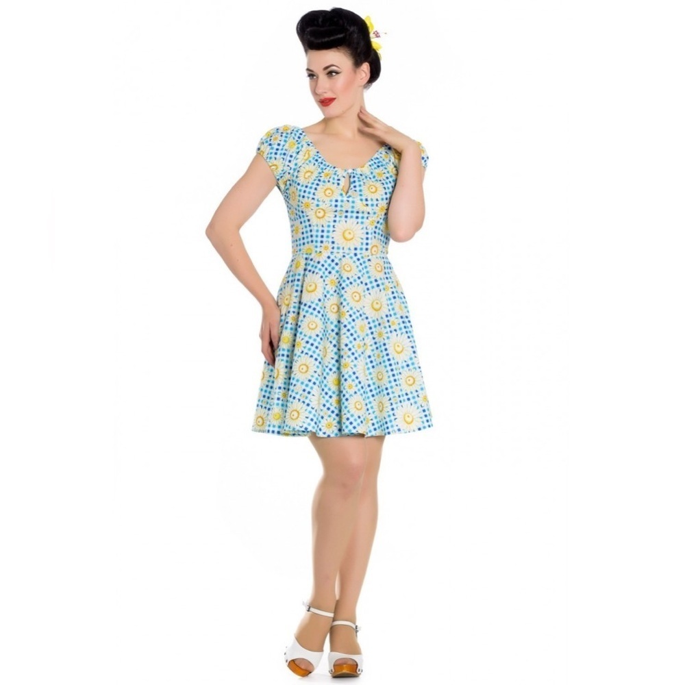HELL BUNNY Sunshine Floral Gingham Dress